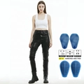 Pantaloni da moto in pelle da donna con protezioni rimovibili e inserti elastici - XXS / Pantaloni da Moto in Pelle Nera (con Protezioni in Silicone) (JES-16)