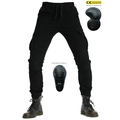 Black motorcycle cargo pants with CE certified knee and hip protectors in a slim fit - XXS / Black