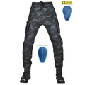 Dark grey camo motorcycle riding pants with CE protectors and multi-pocket cargo style - XXS / Bottoms / 114-2 Camouflage (With Silicone Protectors)