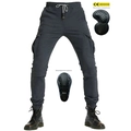 Men's dark gray cargo motorcycle riding pants with detachable CE protectors - XXS / Gray