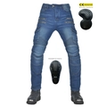 Blue motorcycle riding jeans with four zippers and detachable CE certified armor set - XXS / Bottoms / Blue