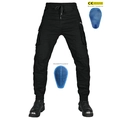 Black motorcycle riding pants with CE protective pads and cargo pocket design - XXS / Bottoms / 114-2 Black (With Silicone Protectors)