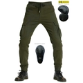 Olive green motorcycle cargo pants with CE certified knee and hip protectors - XXS / Army Green
