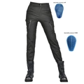 Pantalon moto noir femme avec protections amovibles bleues en nid d'abeille hanches et genoux - XXS / Noir