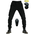 Pantaloni cargo da moto neri da uomo con protezioni CE rimovibili integrate - XXS / Nero (114-7)