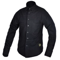 Giacca camicia da moto retrò da uomo in twill nero con doppie tasche sul petto - S / Nero (Senza Protezione)