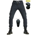 Pantaloni cargo moto grigio scuro con protezioni rinforzate su ginocchia e fianchi per uomo - XXS / Grigio (114-7)