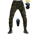 Pantaloni cargo da moto mimetici con protezioni rimovibili certificate CE per ginocchia e fianchi - XXS / Mimetico (114-7)
