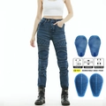 Jeans da moto blu scuro da donna con protezioni rimovibili e inserti elasticizzati - XXS / Blu Scuro (Edizione Kevlar)