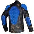 Camo motorcycle riding jacket with breathable mesh and blue protective CE armor pads - XS / Camouflage
