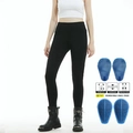 Women's black motorcycle riding jeans with blue honeycomb removable knee protectors - S / With Silicone Protective Gear / Black