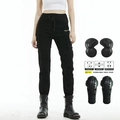 Women's black motorcycle cargo pants with removable knee pads and reinforced padding - XXS / Black