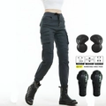 Women's dark gray cargo motorcycle riding pants with CE removable protective knee pads - XXS / Gray