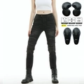 Jeans moto donna neri elasticizzati con inserti a soffietto e protezioni CE rimovibili - XXS / Nero Retrò
