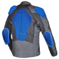 Summer motorcycle mesh riding jacket with blue honeycomb CE armor plates for protection - XS / Dark Grey