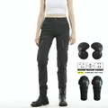 Women's slim black motorcycle riding pants with removable knee pads and cargo pockets - XXS / Gray
