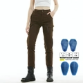 Pantaloni cargo moto donna marrone scuro con pannelli stretch e ginocchiere rimovibili - XXS / Marrone