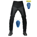 Zwarte motorjeans met afneembare blauwe honingraatbeschermers en CE-gecertificeerd - XXS / Zwart