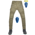 Jeans da moto verde oliva con protezioni CE e pannelli flessibili a fisarmonica per biker - XXS / Verde