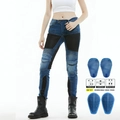 Blauwe motorjeans voor dames met beschermende pads en stretchpanelen - XXS / Blauw