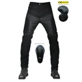Men's mesh motorcycle riding jeans in black with detachable CE certified knee and hip pads - XS / Black