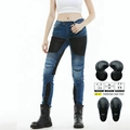 Women's dark blue stretch motorcycle jeans with mesh panels and CE armor pads - XXS / Blue (With Protectors)