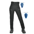 Detalle de pantalones de moto con protectores extraíbles de silicona para cadera y rodilla - XXS / Negro (Con almohadillas de silicona)