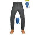 Detail der Motorradhose mit CE-zertifizierten abnehmbaren blauen Knie- und Hüftprotektoren - XXS / Schwarz