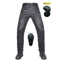 Men's black windproof motorcycle riding jeans with CE certified knee and hip protectors - XS / Black Coated Protective Style (JES-29)