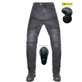 Dark grey motorcycle jeans with CE certified armor pads and accordion stretch panels - XXS / Black and Gray