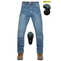 Jeans da moto elasticizzati blu medio con protezioni rimovibili certificate CE per uomo e donna - XXS / Blu