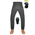 Dark gray motorcycle riding pants with CE protective gear and stretch panels - XXS / Black With Protective Pads