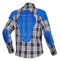 Camicia da moto a scacchi blu con protezioni integrate su schiena, spalle e gomiti - XS / Blu Nero