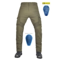 Olive green motorcycle cargo pants with detachable CE certified knee and hip protectors - XXS / Green (K-11)