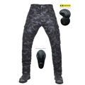 Dark grey camouflage motorcycle jeans with protective pads and CE certified knee armor - XXS / Blue Camouflage