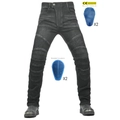 Jean de moto noir avec protections amovibles certifiées CE et panneaux extensibles genoux - XXS / Noir