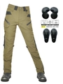 Motorradhose in Khaki mit abnehmbaren Knieprotektoren und elastischen Stretcheinsätzen - Armeegrün