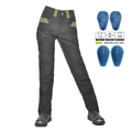 Black motorcycle riding pants for women with brown details and removable blue knee pads - XXS / Black (Gen 2 Pads)