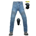 Pantaloni da moto in denim blu con inserti elasticizzati e 4 protezioni CE incluse - XXS / Blu (K-17)