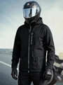 Veste de moto à capuche noire imperméable avec tissu coupe-vent et équipement de sécurité complet - S / Avec Style d'Équipement de Protection / Noir