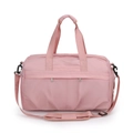 Pink large capacity travel bag with detachable shoulder strap and padded top handles - Pink