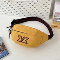 Versatile bright yellow sling bag with adjustable brown straps and geometric embroidery - Yellow
