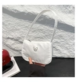 Weiße Nylon-Schultertasche für Damen mit modischem Silber-Schmetterling-Metallornament - Weiß