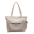 Cream canvas tote bag variant with woven zipper puller and functional side pockets - One Size / White
