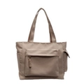 Khaki canvas tote bag with multi-pocket design and braided zipper details - One Size / Khaki