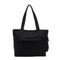 Retro black canvas tote bag for women with large capacity and functional side pocket - One Size / Black