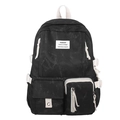 Grote schoolrugzak in vintage gewassen zwart met contrastrerende witte gespen - 14" / Zwart