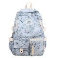 Modieuze tie-dye rugzak met lichtblauw marmerpatroon en grote capaciteit voor school - 14" / Blauw