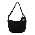 Black corduroy crescent crossbody bag with adjustable strap and round coin purse charm - 2-Piece Set (Tote + Inner Pouch) / Black