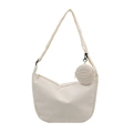 Minimalist beige corduroy crescent shoulder bag with detachable fashion coin purse pouch - 2-Piece Set (Tote + Inner Pouch) / White